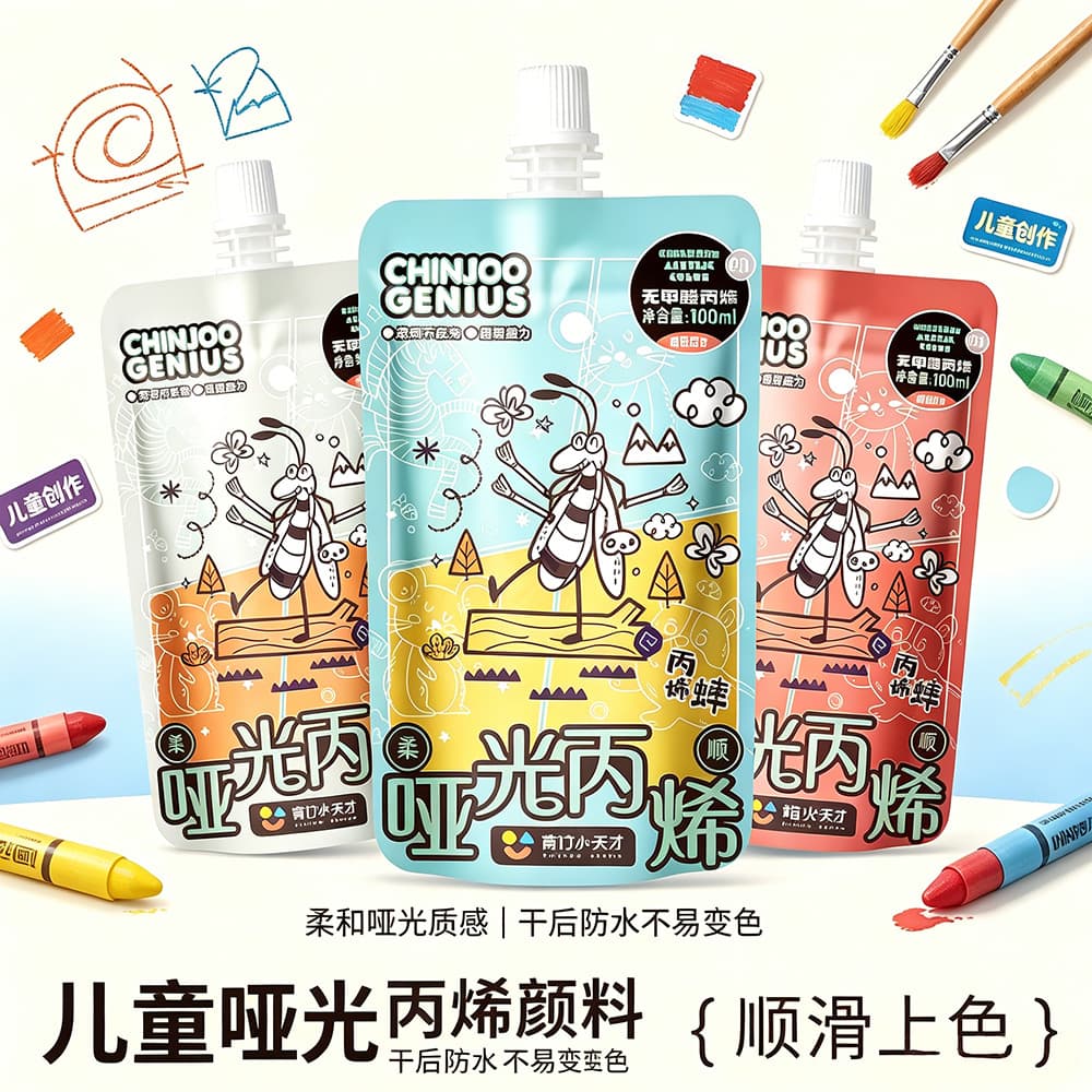 Green Bamboo Painting Materials Children's Acrylic Paint Matte Acrylic Paint 100ml Plaster Doll Stone Painting