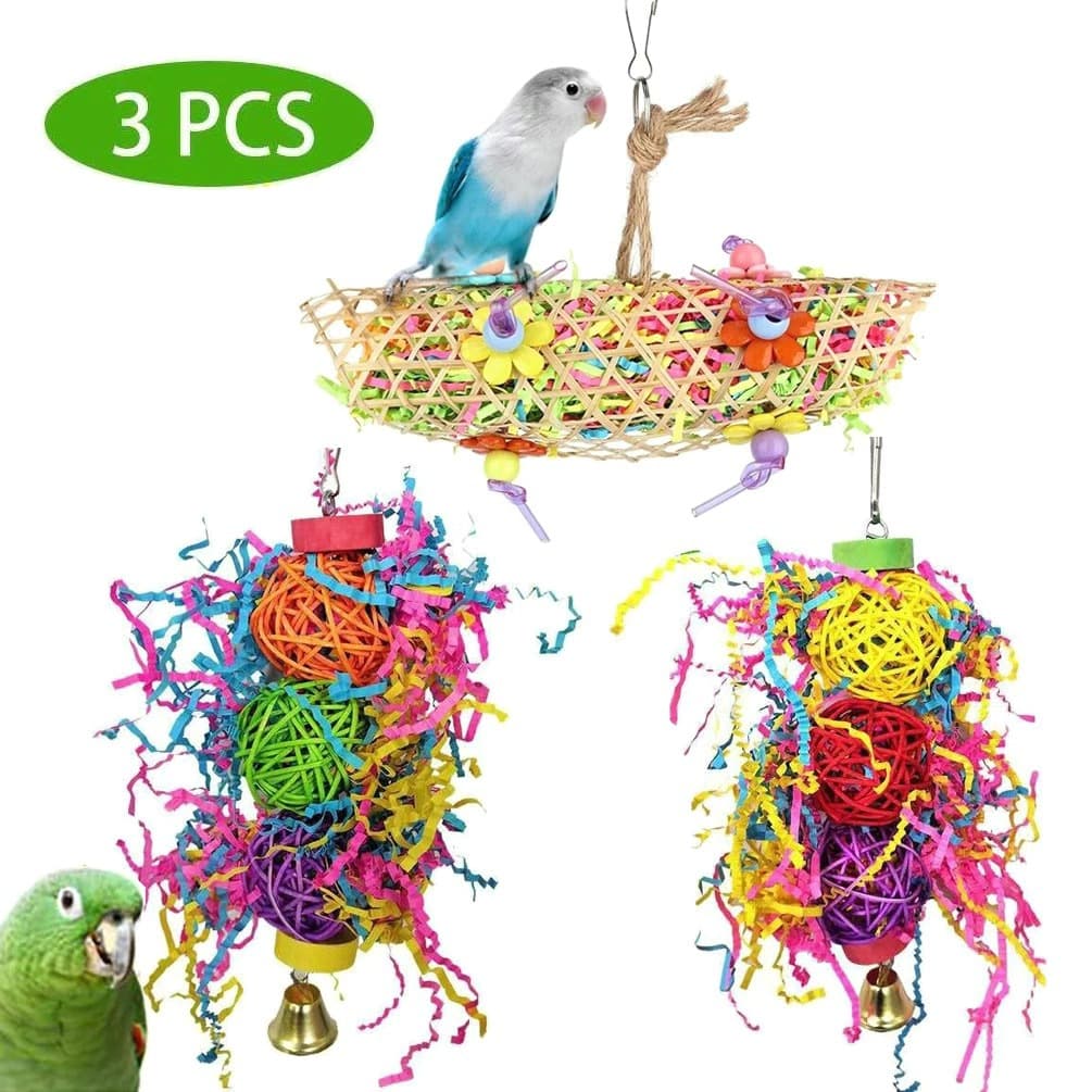 3-Pack Amazon Cross-Border Parrot Toy Set, Bird Supplies, Parrot Chewing Toys, Bird Toys