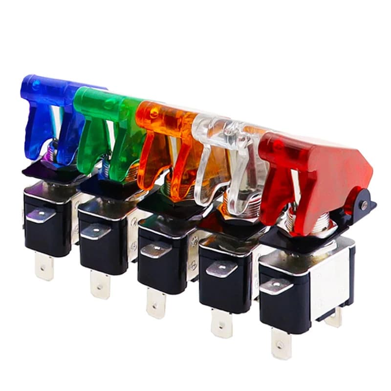 ASW-07D LED Car Switch, 12V 20A Toggle Switch with Waterproof Cover, 6 Colors