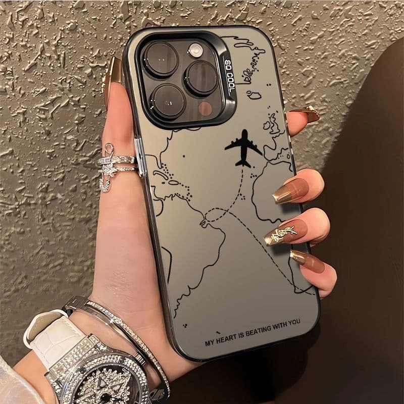 Cross-border minimalist phone case, IMD color silver anti-drop case, compatible with iPhone 14 Pro Max / 15 Pro, Apple hard case