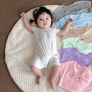 Modal Children's Pajamas Summer Ultra Thin Baby Onesie Short Sleeve Homewear, Baby Summer Clothes Romper