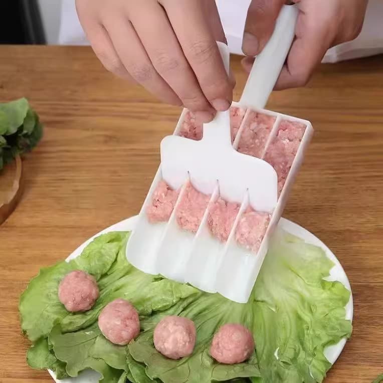 Four-Unit Meatball & Fish Ball Maker Tool, Non-Stick Hand-Press Style Home Use Fried Meatball Magic Device for Stall Setup