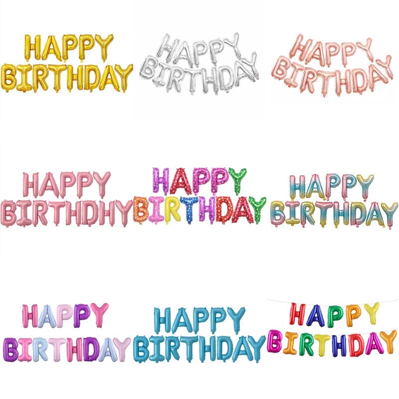 Happy Birthday English Aluminum Foil Letter Balloon Party Adult Birthday Background Wall Decoration