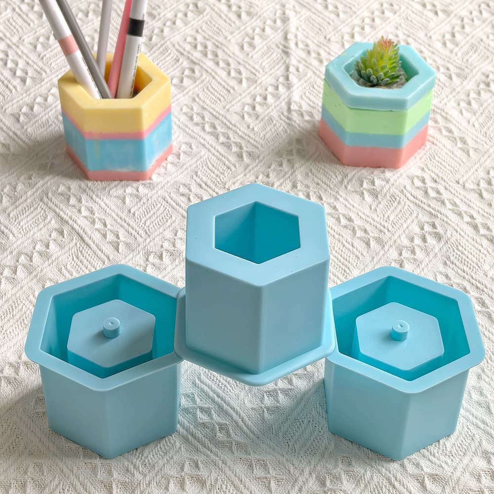 Creative Polygon Flower Pot Silicone Mold, DIY Succulent Concrete Planter Plaster Cement Mold 39