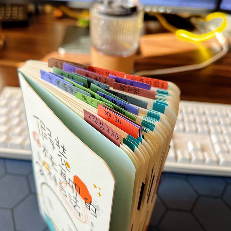 Paper index tabs for students, office sticky notes, marker tabs for journals, sealing stickers, and marking labels