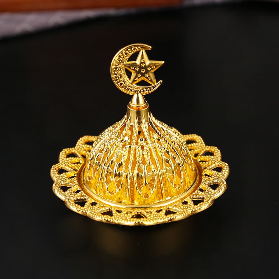Cross-Border Arabian Incense Burner Middle Eastern Style Mini Portable Gold Tower Incense Burner Small Decoration Small Metal Aromatherapy Burner