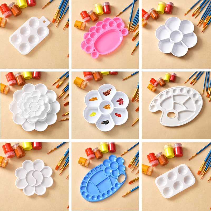 Plum Blossom Palette, Imitation Ceramic Plum Blossom Palette, Art Supplies for Children and Beginners, Watercolors and Gouache Painting