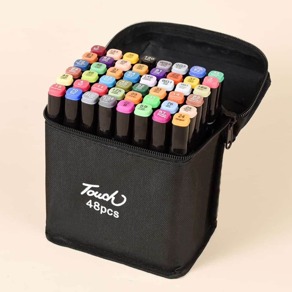 48-Color Marker Set Touch Colorful Kids 80/24-Color Oil-Based Dual-Tip Watercolor Pens Wholesale Drawing Pens