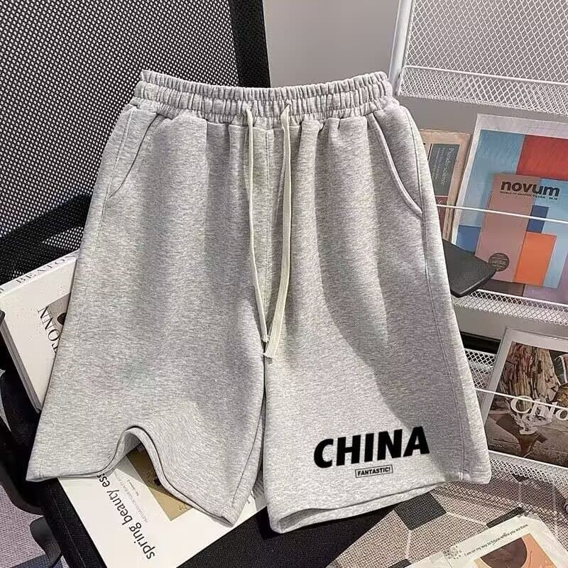 2026 New Gray Sports Shorts for Men and Women Summer American Straight Loose Casual Student Printed Five-Inch Shorts Trendy