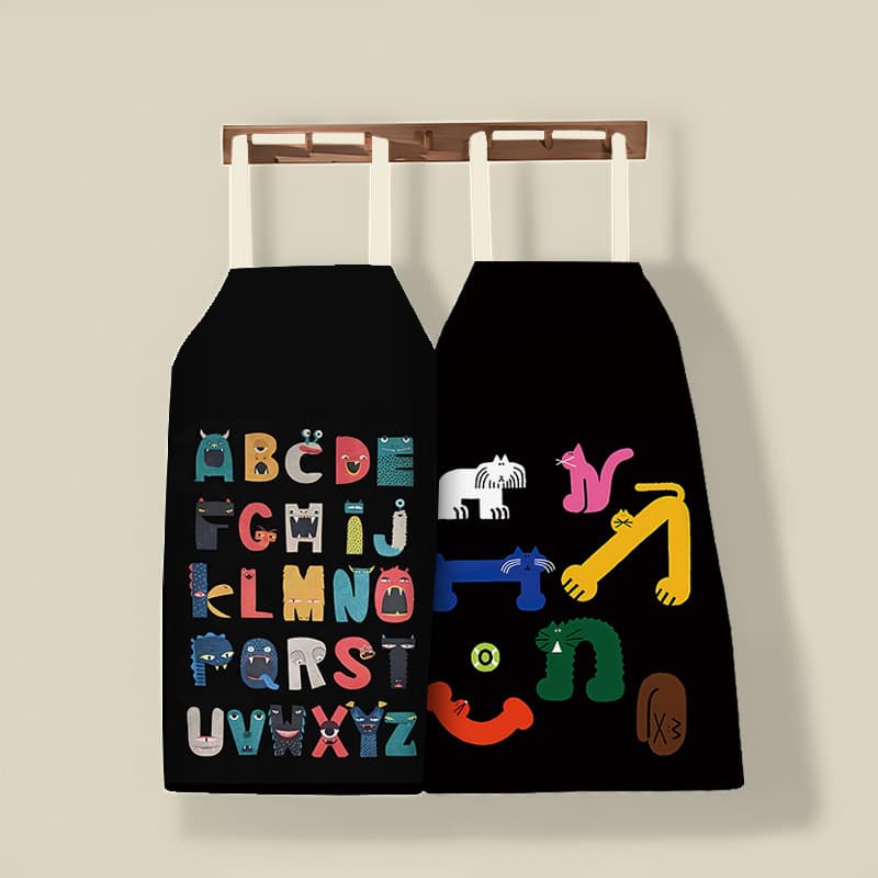Cartoon Pop Funny Style Cotton-Linen Sleeveless Apron Cute Family Cooking Studio Oil-Resistant Coverall