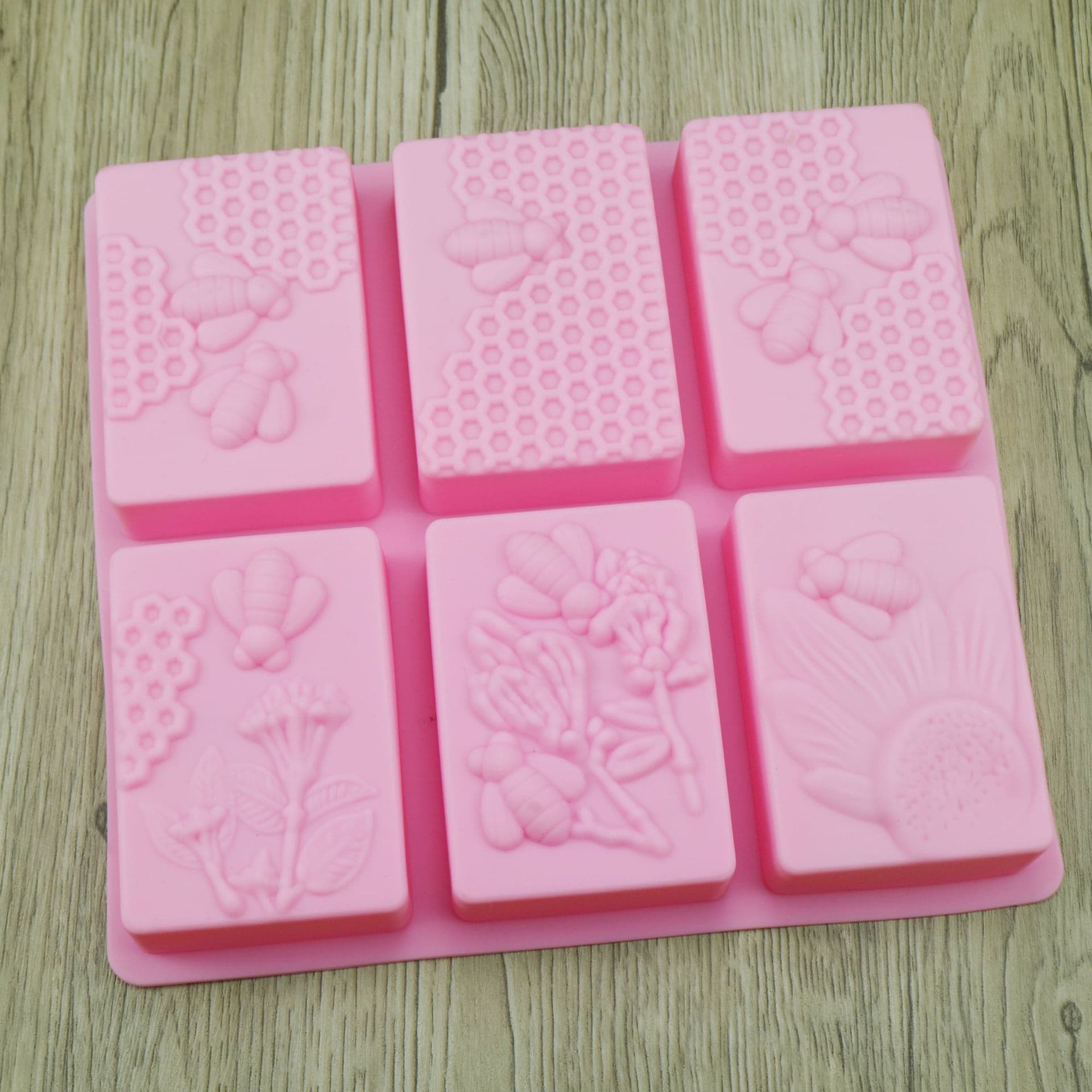 Silicone 6-Cavity Square Beehive Cake Mold Honey Cake DIY Handmade Soap Mold Cartoon