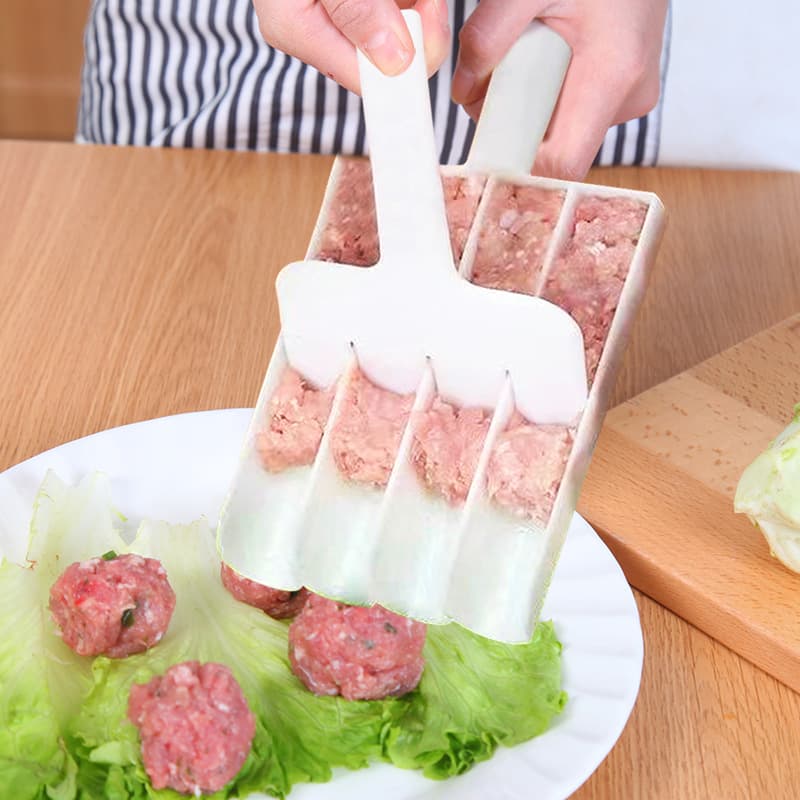 Kitchen Fish Ball and Meatball Mold, Meatball and Shrimp Paste Tool, Quadruple Meatball Maker, Meatball Scoop and Filling Processor