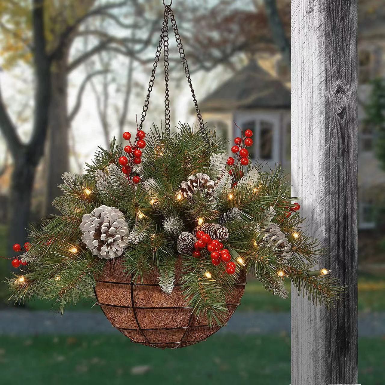 Cross-border Christmas hanging basket wreath European and American home decorations, holiday ornaments, artificial Christmas hanging basket