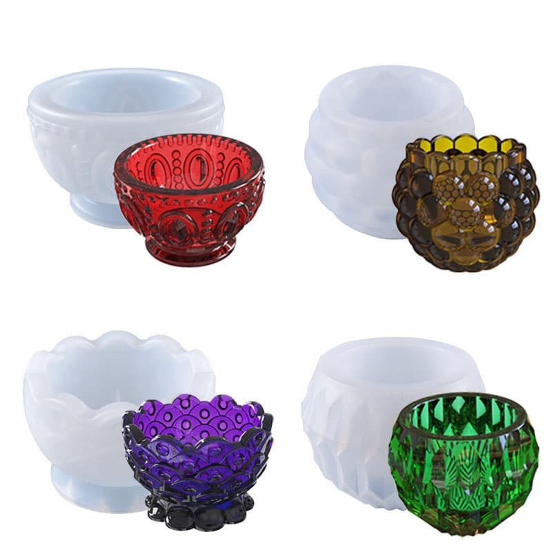 Yumeiren DIY Crystal Resin Mold Creative Candle Succulent Potted Plant Relief Bowl Silicone Mold Wholesale In Stock