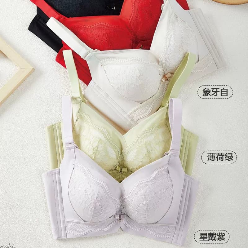 8438 Thickened Small Cup A Bra MM Non-Magnetic Bra Wire-Free Ultra Push-Up Lace Sexy Women's Bra