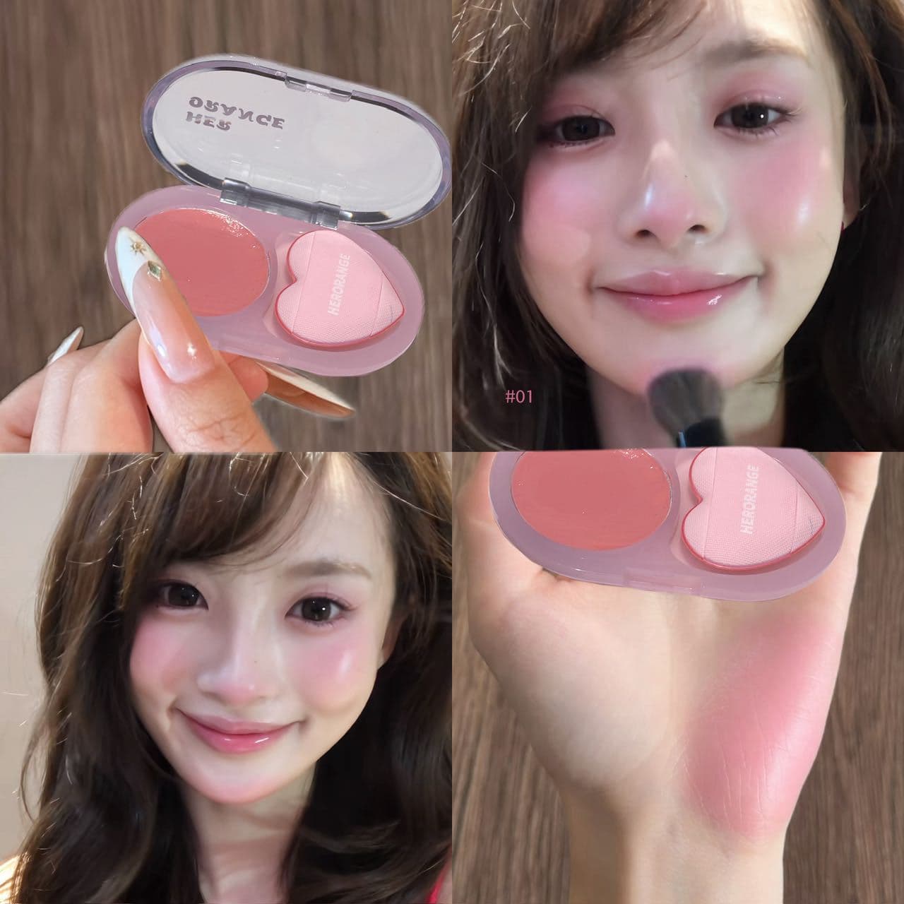 HERORANGE Soft Sweet Blush for Brightening and Contouring, Natural Radiance, Water-Glow Single Blush Makeup