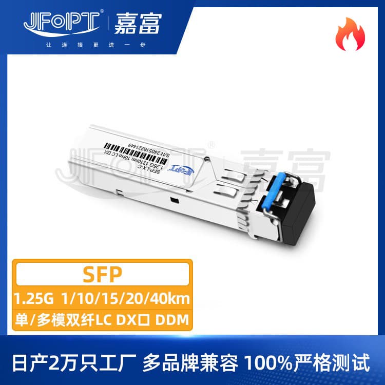 1.25G SFP Single/Multi-Mode Bidirectional Optical Module 1310nm 1-40km LC Duplex Communication DDM Factory Direct