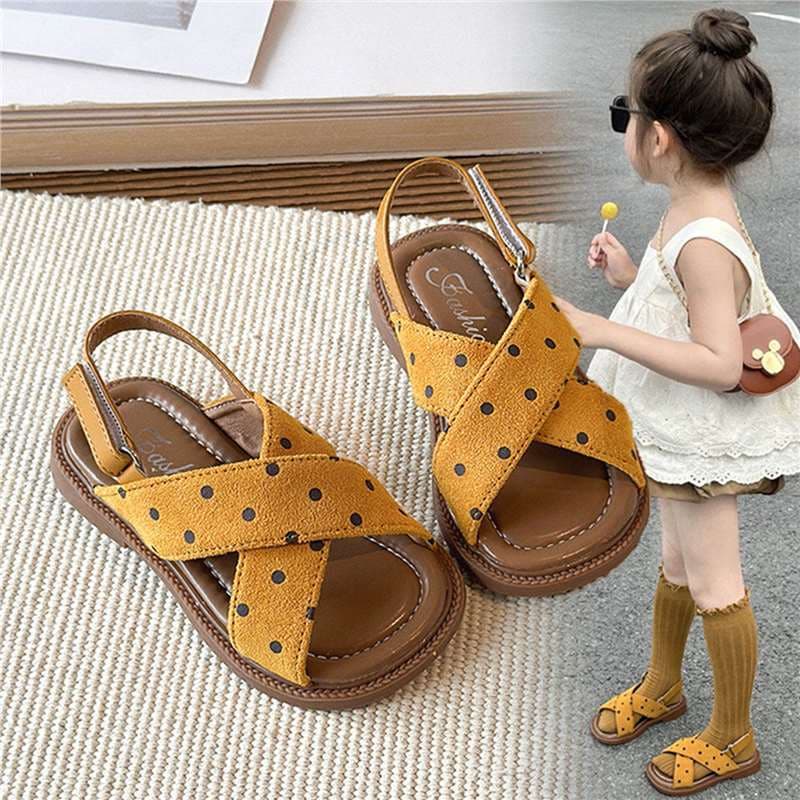 Girls' Sandals Korean Style Polka Dot Birkenstock Roman Shoes 2026 Summer New Children's Beach Shoes for Girls Baby Open Toe