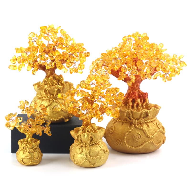 Money Bag Crystal Tree Crystal Ornament Money Bag Tree Craft Resin Ornament Home Gift Crystal Gift Item Decoration Wholesale
