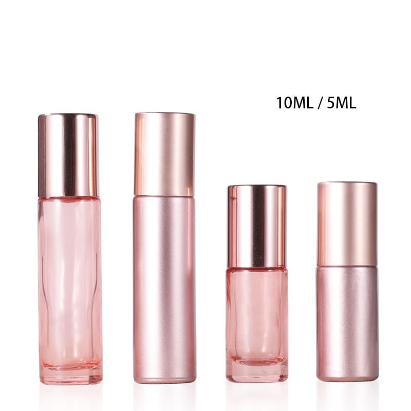 5ml 10ml Rose Gold Glass Roller Bottle Essential Oil Bottle Perfume Roll-On Bottle Eye Massage Lip Oil Travel Split Bottle