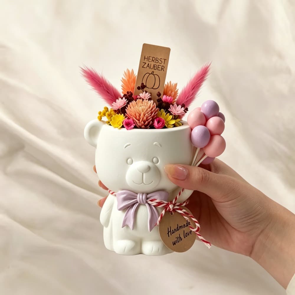 Resin Silicone Mold Balloon Bow Bear Vase DIY Gypsum Flower Pot Aromatherapy Storage Pouring Mold