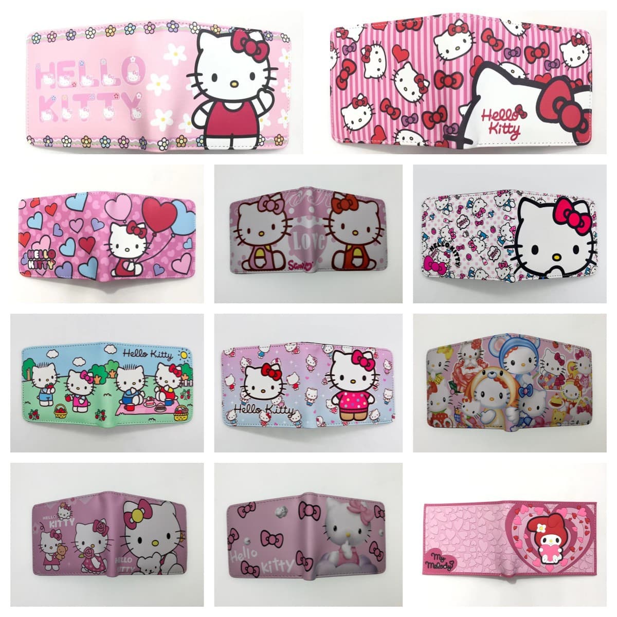 Hello Kitty Coin Purse - KT Cat Student Short Two-fold Coin Purse Leather Wallet