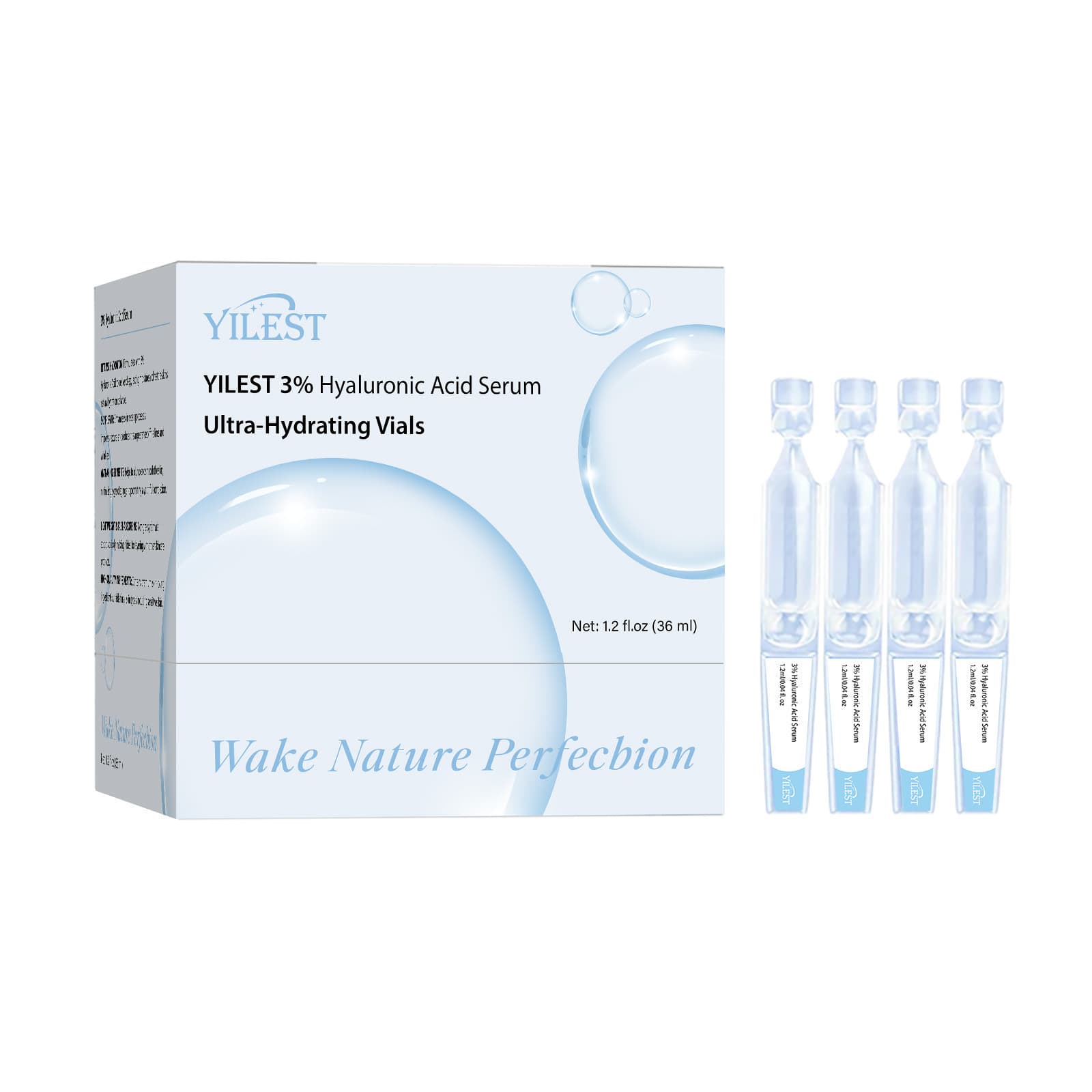 Cross-border YILEST 3% Hyaluronic Acid Serum Deep Hydration Moisturizing Beauty Personal Care Gentle Soothing 30 Vials
