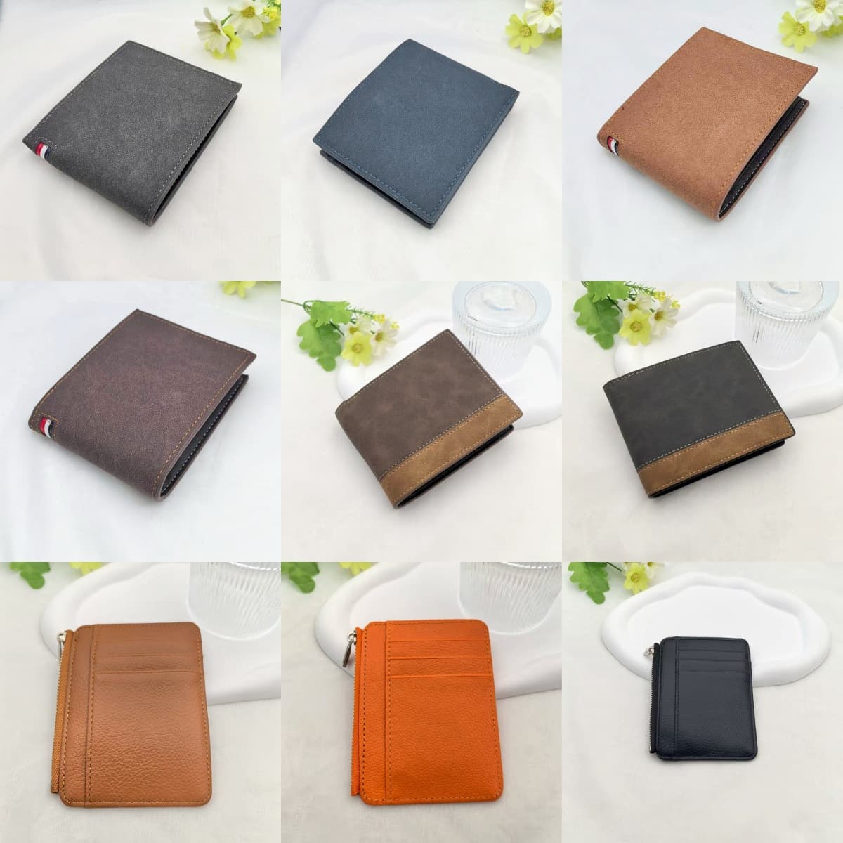 Zipper Wallet Long and Short Style 2 Separable Combination Large Capacity Fashion Retro 3-in-1 Bag Leather Wallet Multi-Layer Card Holder