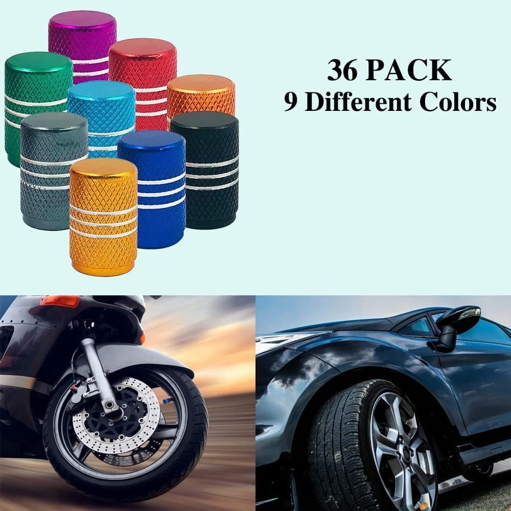 Colorful Car Tire Aluminum Alloy Valve Stem Caps, Metal Valve Caps for Cars, Black Valve Stem Cap