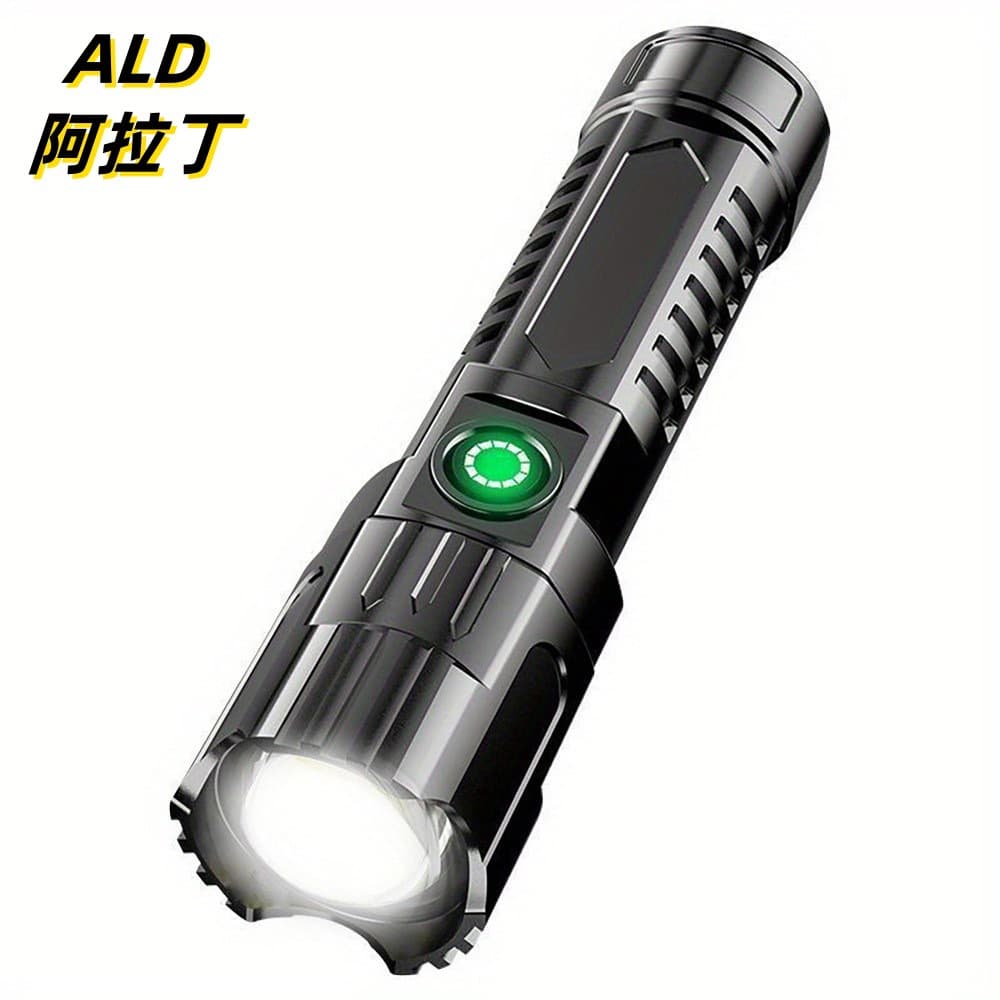 Cross-border new zoomable high-lumen rechargeable USB flashlight for household and outdoor lighting with long-lasting battery and ultra-brightness