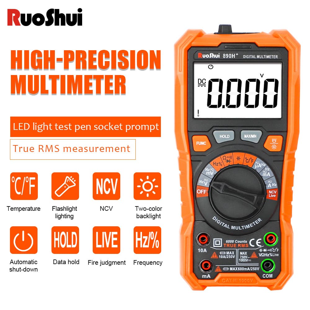 Victory Multimeter RUOSHUI 890H+ Cross-border Supply Digital Multimeter Auto-ranging Digital Display Multimeter