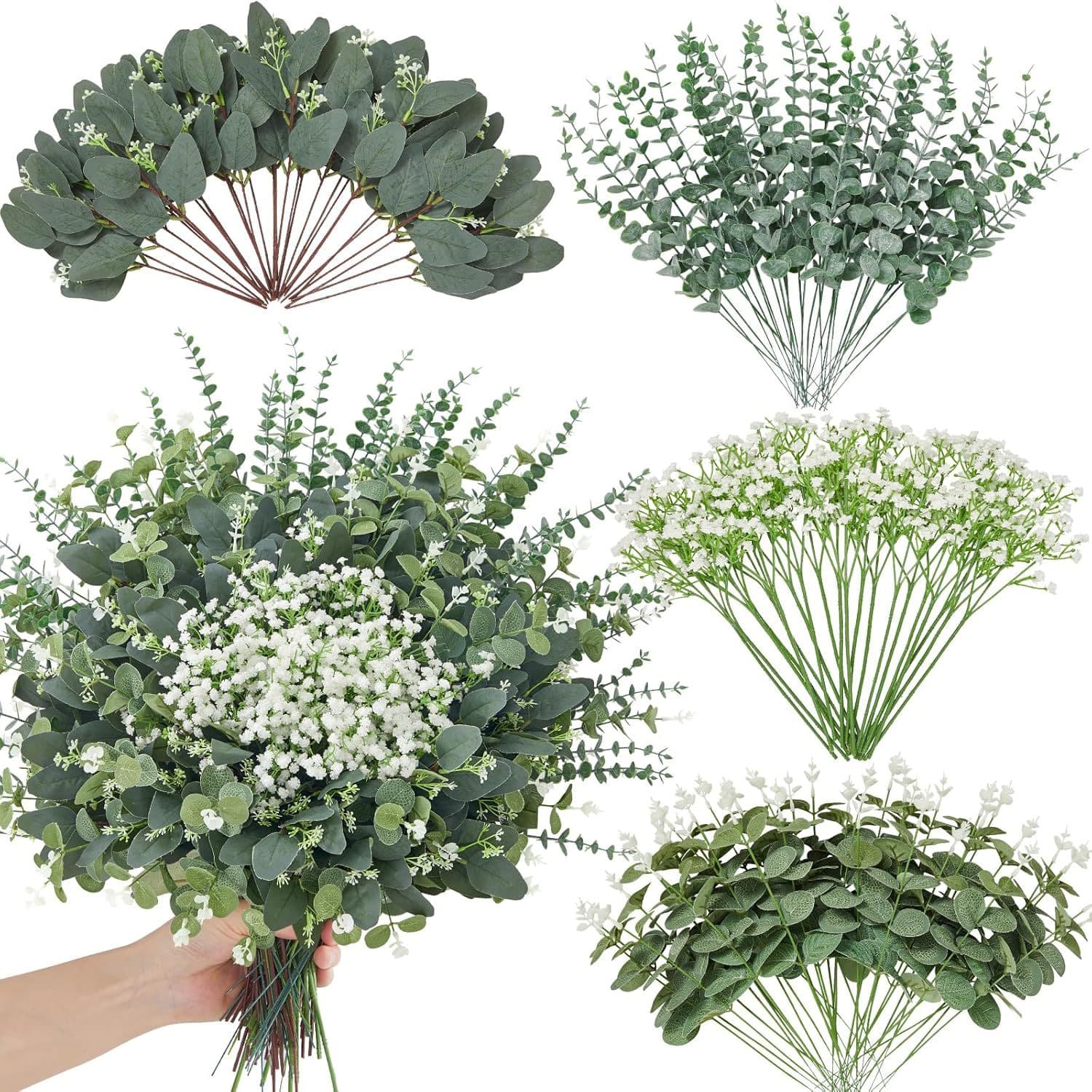 Artificial Eucalyptus Wedding Bouquet for Bride, DIY Home Decoration Flower Arrangement