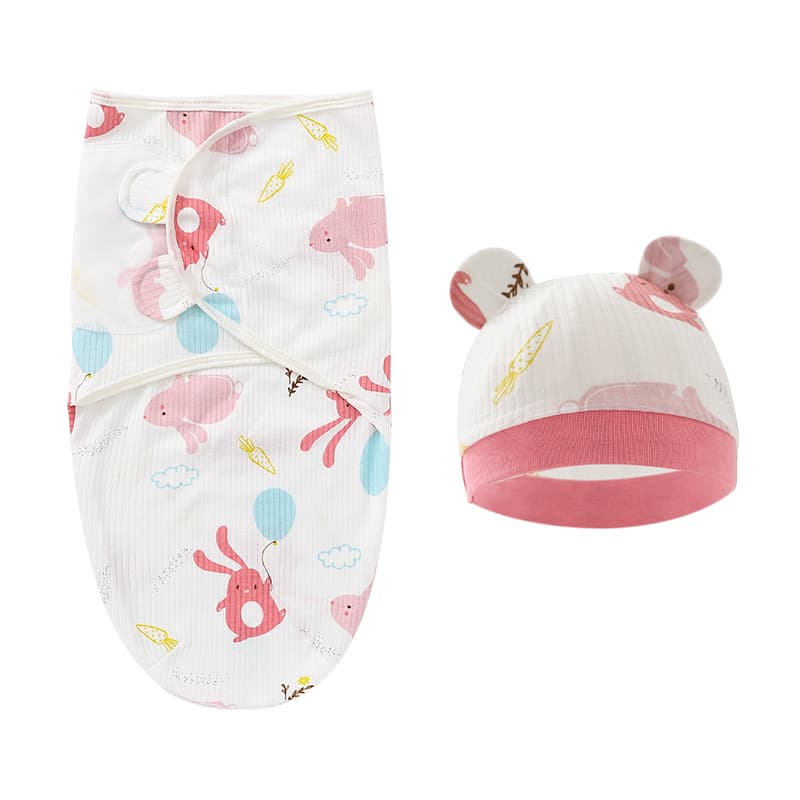 Foreign trade European and American newborn swaddle sleeping bag, silkworm sleeping bag, baby blanket, anti-kick blanket, baby hat 8922025