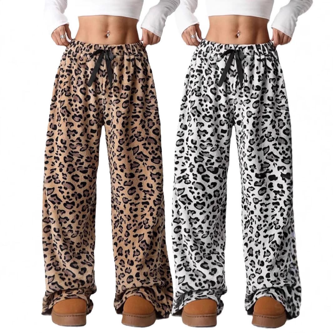 In stock: cross-border TK Amazon Temu AliExpress European and American new casual pants, leopard print long pants, wide-leg pants