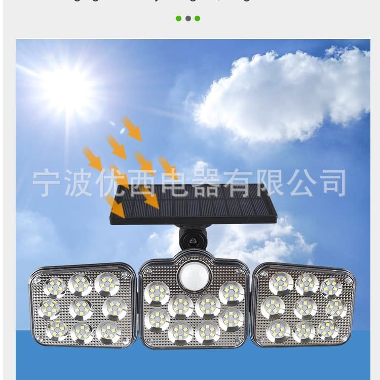 New Dual-head 100led Solar Wall Lamp Outdoor Waterproof Induction Light Garden Decoration Solar Energy Saving Light