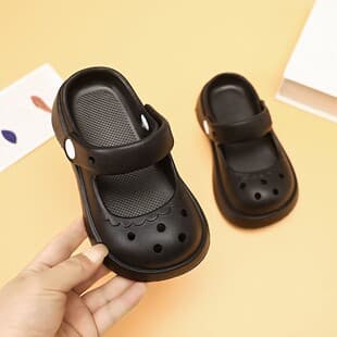 Girls Slippers Summer Children Toe-Cover Crocs Princess Outdoor Big Kids Beach Dual-Purpose Parent-Child Casual Sandals