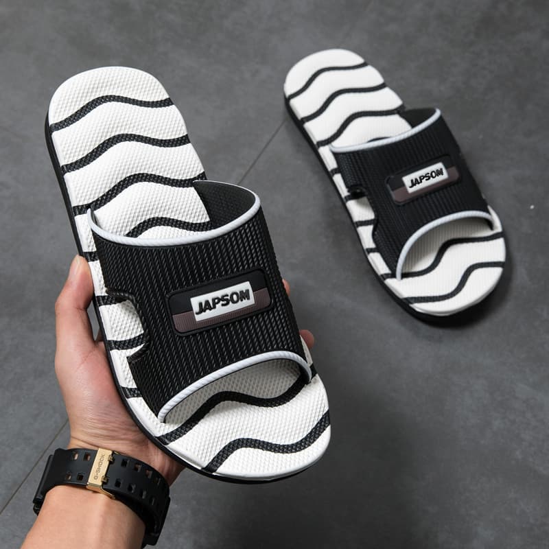 Four Seasons Men's Outdoor Single-Strap Slippers, Home Indoor Bathroom, Size 46-47 Large Size Sandals, EVA Massage Slippers, Summer
