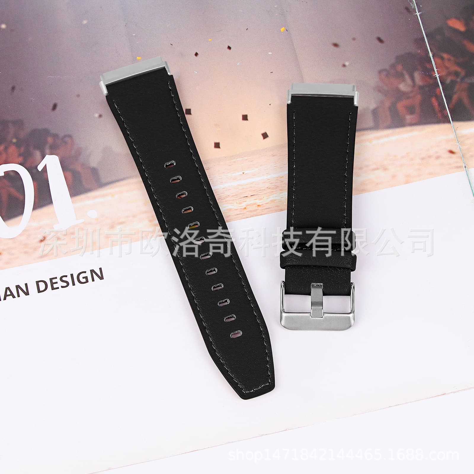 Suitable for Fitbit versa3 watch leather strap military belt first layer leather versa3/sense2 strap