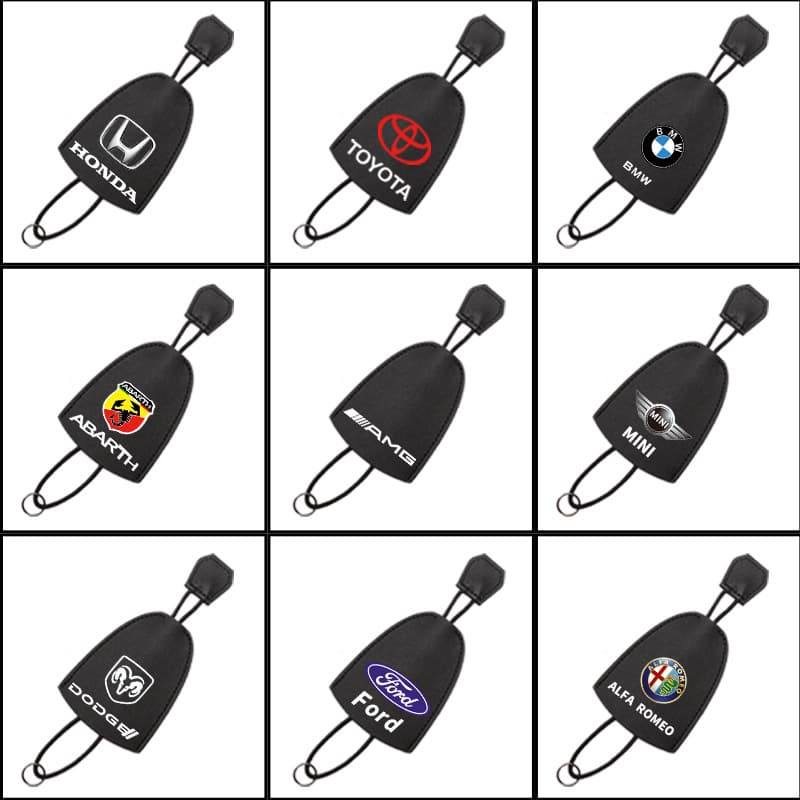 Custom Car Key Case with Logo, Universal Key Organizer Leather Pull-Out Protective Cover, Car Key Pouch