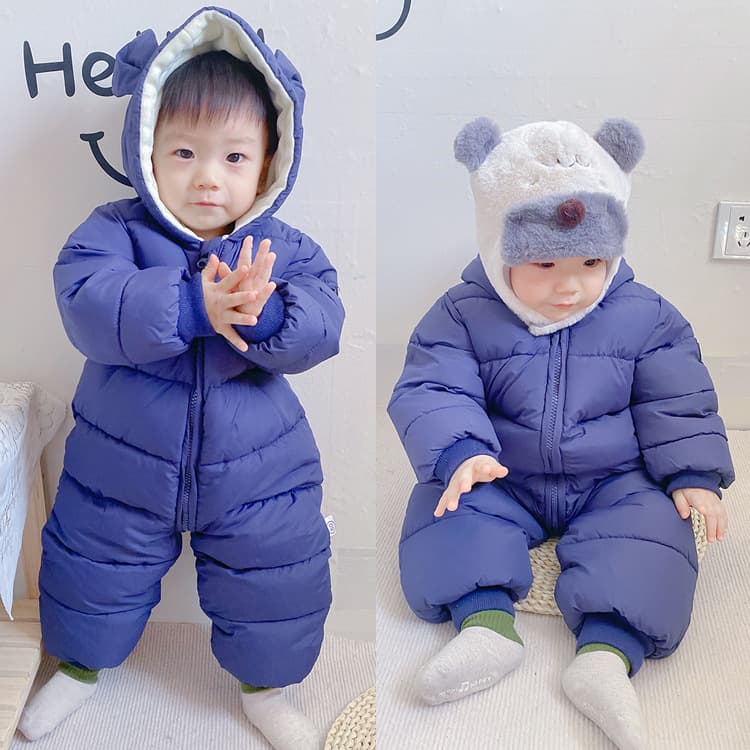 Export Cross-border Newborn Baby Clothes Infant Romper Winter Thickened Outdoor Baby Crawling Suit Fleece Cotton Padded Wrap