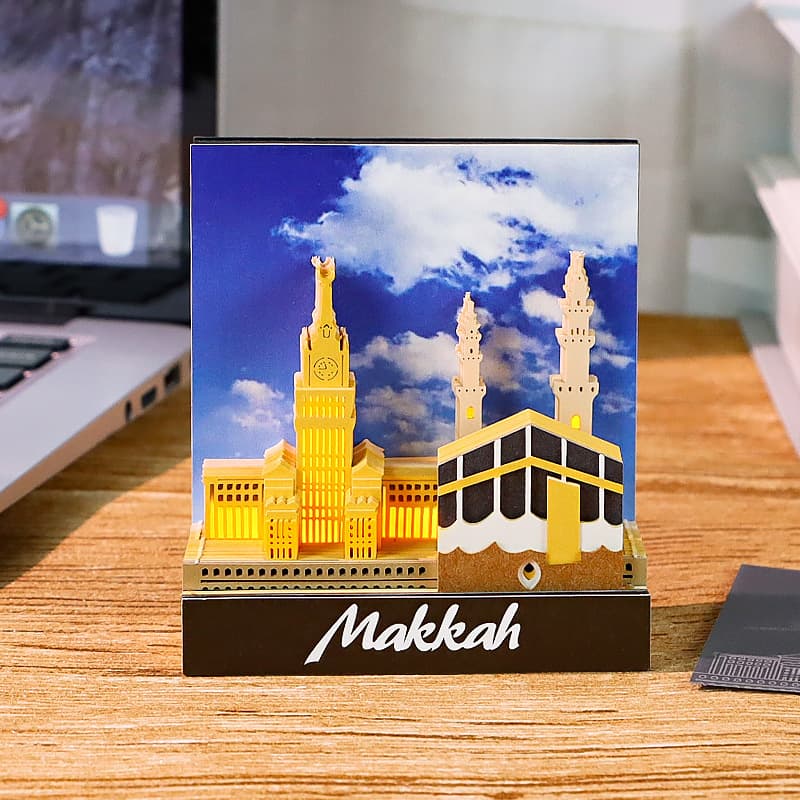 Cross-border Hot-sell Paper-cut Architecture Model, Home Desktop Ornament, Creative Cultural Gift, Mecca 3D Tear-off Notepad