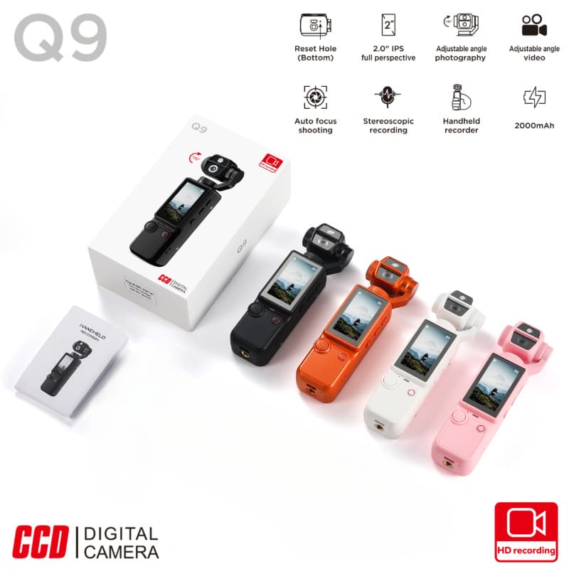 Cross-border foreign trade new Q9 handheld mini outdoor sports camera ultra-clear autofocus rotating camera