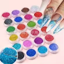 24 colors/set holographic nail art glitter powder Xmas iridescent sugar color Chrome chrome pigment powder
