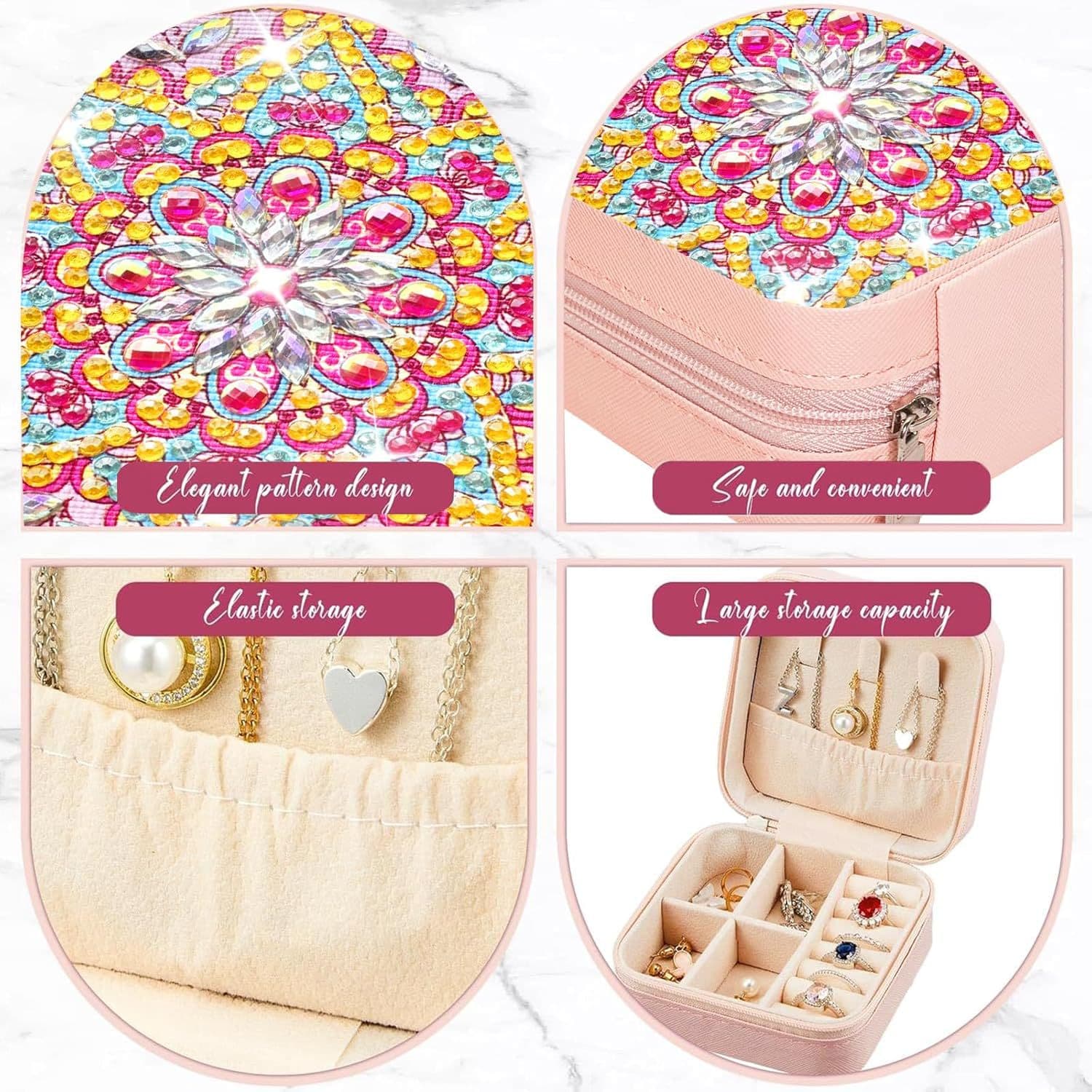 Diamond Painting Jewelry Box Travel Adult Craft Kit with Diamond Painting Accessories Tools Diamond Pen