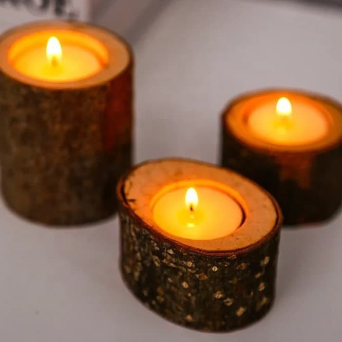Cross-border Creative Handcrafted Log Candle Holder Vintage European Style Candle Holder for Home Wedding Decoration Ornament Wholesale