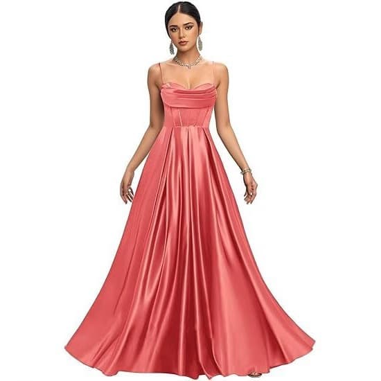 European and American satin evening gown with pleated design, strapless long dress, elegant fitted silhouette for banquets and hosting
