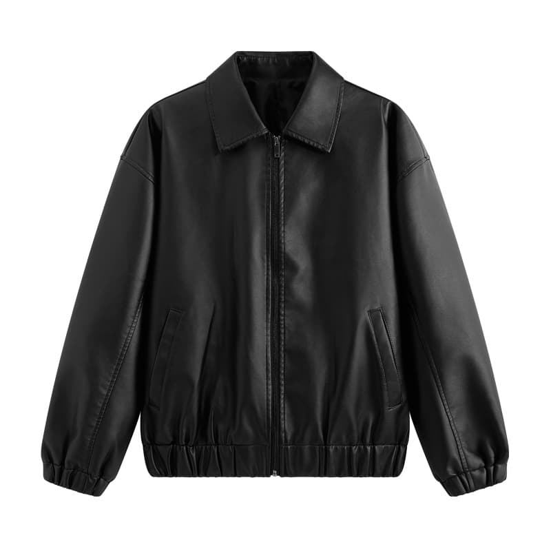 Cross-Border Exclusive New Japanese Drop-Shoulder Leather Jacket Trendy Fashion Leather Coat American Vintage Rogue Style Faux