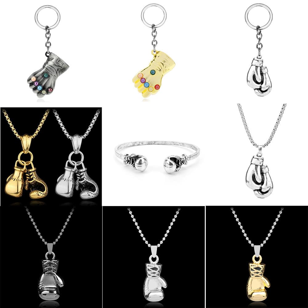 Creative Personalized Versatile Fitness Rocky Metal Boxing Glove Pendant Men's Boxing Glove Necklace Keychain