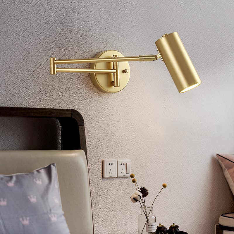 Nordic LED Bedroom Bedside Reading Light, Modern Minimalist Creative Living Room Study Foldable Extendable Long Rocker Arm Wall Lamp