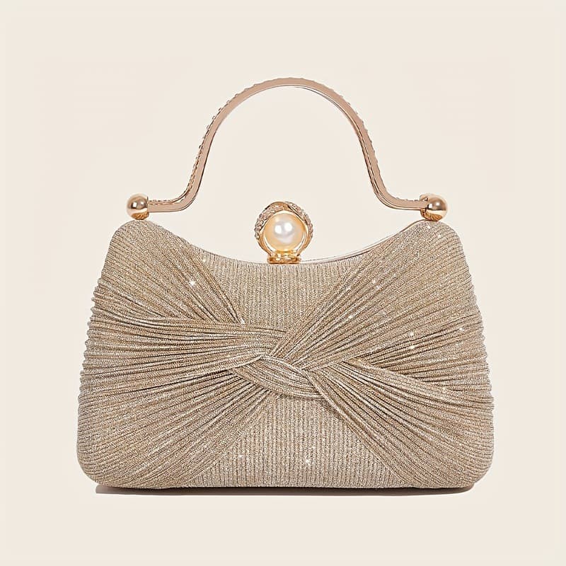 Cross-Border Popular Evening Bag Pleated Bow Evening Bag Party Handbag Dress Bag Clutch Bag
